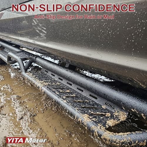 YITAMOTOR Running Boards Compatible with 2019-2026 Ram 1500 Crew Cab, Side Steps with Two-Stair Black Side Rails Nerf Bar by YITAMOTOR - Used condition - Image 7