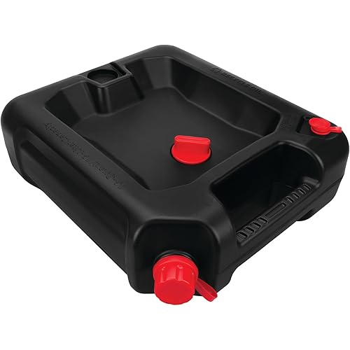 Performance Tool W4077 16-Quart Oil Drain Container, Deep Drain Well, Integrated Handle, Sealing Rubber Gaskets, Black