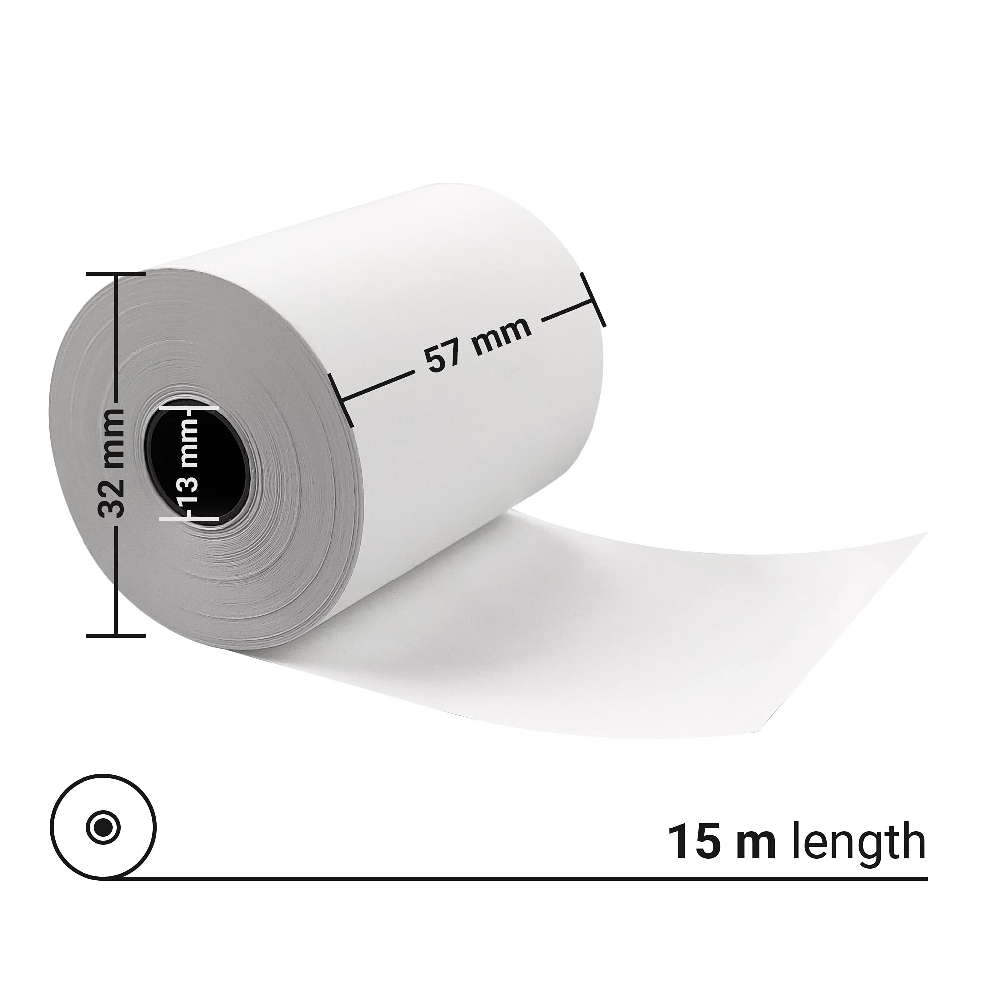 Netuno 10 x rolka termiczna 57 mm x 13 mm x 15 m rolka do kasy papier termiczny rolki bonowe rolki do drukarek termicznych do terminali, drukarki kasowej