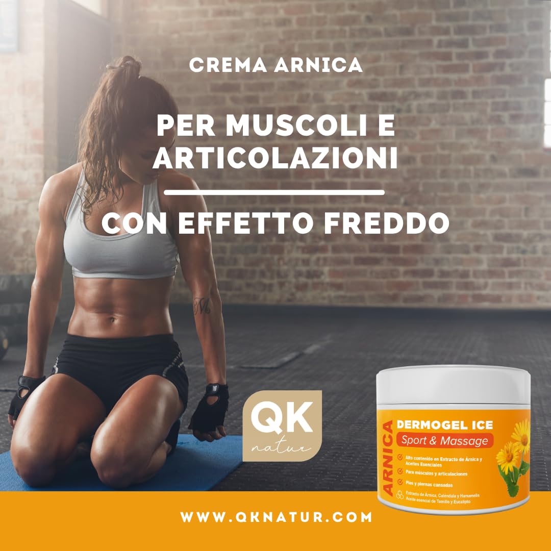 QKnatur Gel Crema all’Arnica Montana 300 ml – Effetto Freddo Intenso per Sollievo Muscolare e Articolare – Alta Concentrazione di Arnica, Calendula e Hamamelis