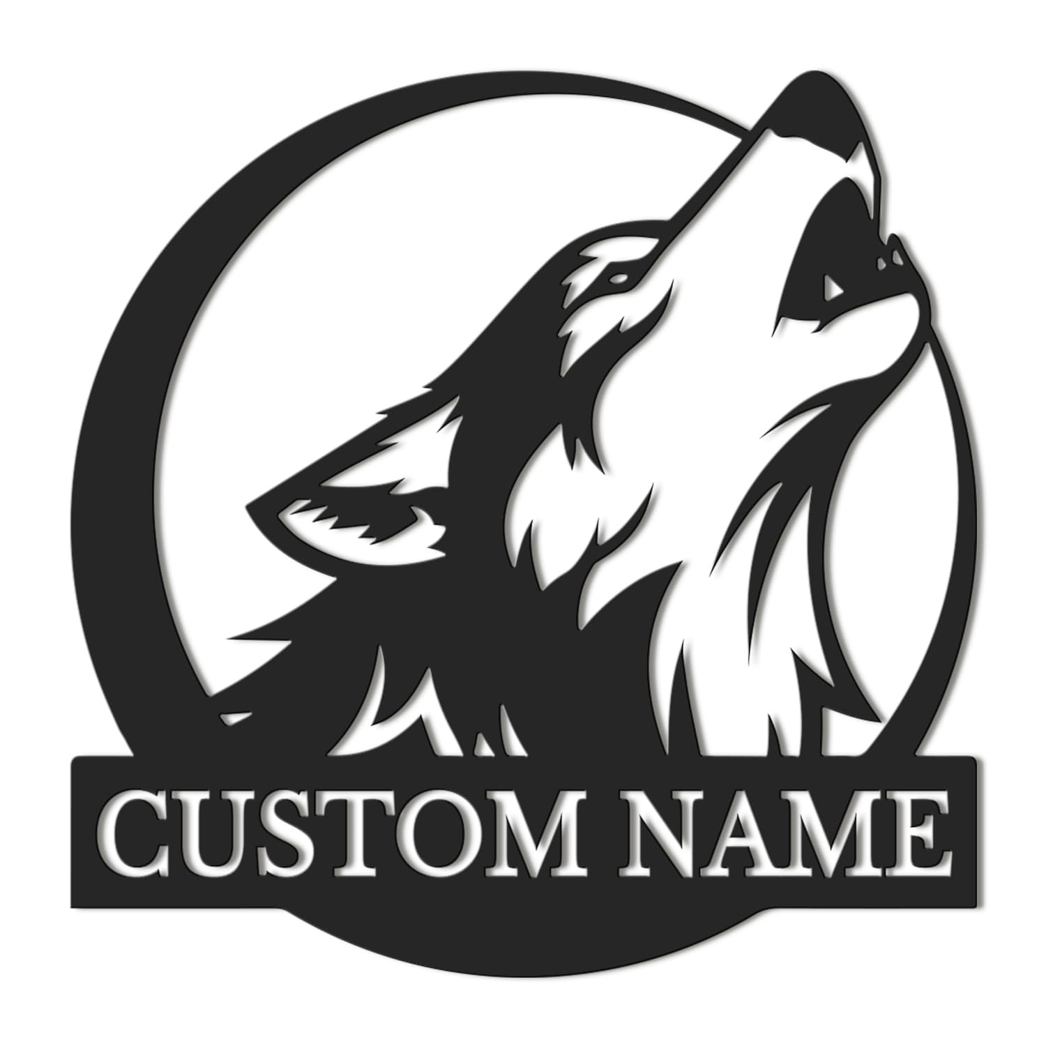 Kissesuu Style-2 Personalized Wolf Metal Wall Art Sign, Custom Wolf Family Name Sign, Personalized Hunting Metal Style, Hunter Gift, Animal Lover Gift (Style-2)