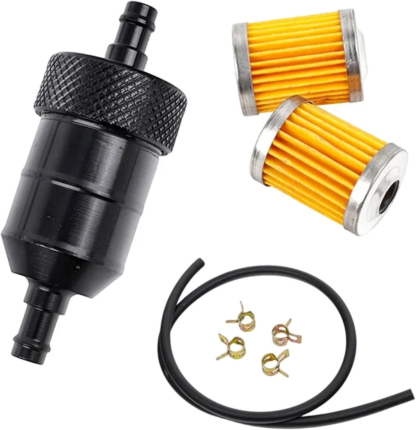 8PCS/SET 8mm Motorbike Fuel Cleaner CNC Aluminium Compatible with Motorcycle Bike ATV Element, Pipe, Clamp(Red)(Black,Black)