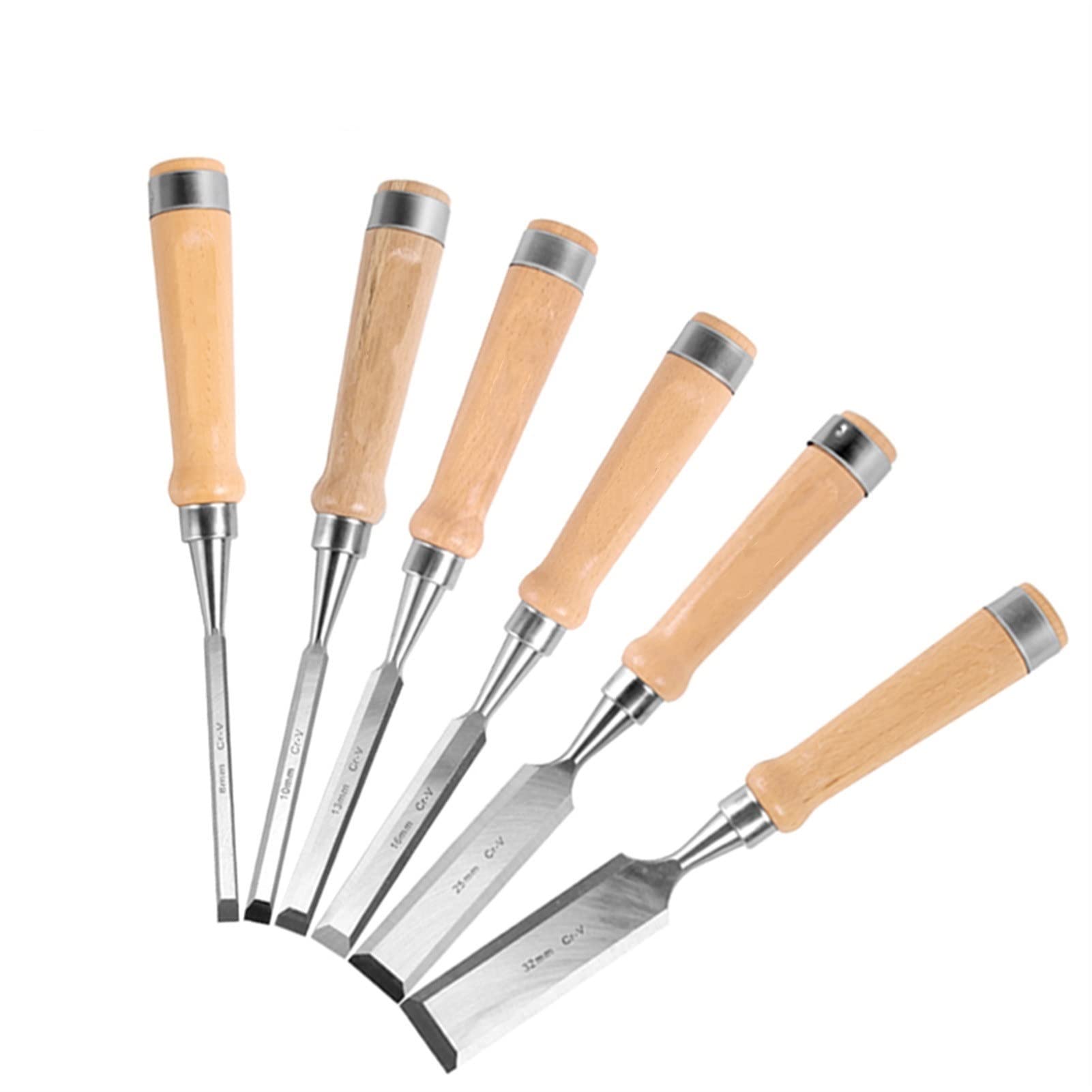 Dłuto, 6 Szt. 8-32 Mm Zestaw Dłut Do Stolarki Narzędzia Stolarskie Płaskie Dłuta Do Obróbki Drewna S Nóż Rzeźbiarski Dla Stolarzy Gouge Rzeźba Narzędzie Do Drewna (6 Szt.)/-/6Pcs