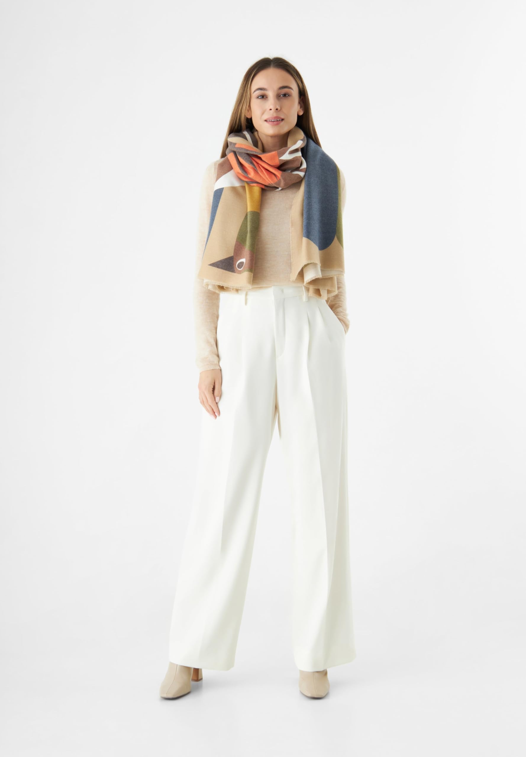 CODELLO PRINTED SCARF POLYESTER/VISCOSE FOX - 90X180CM
