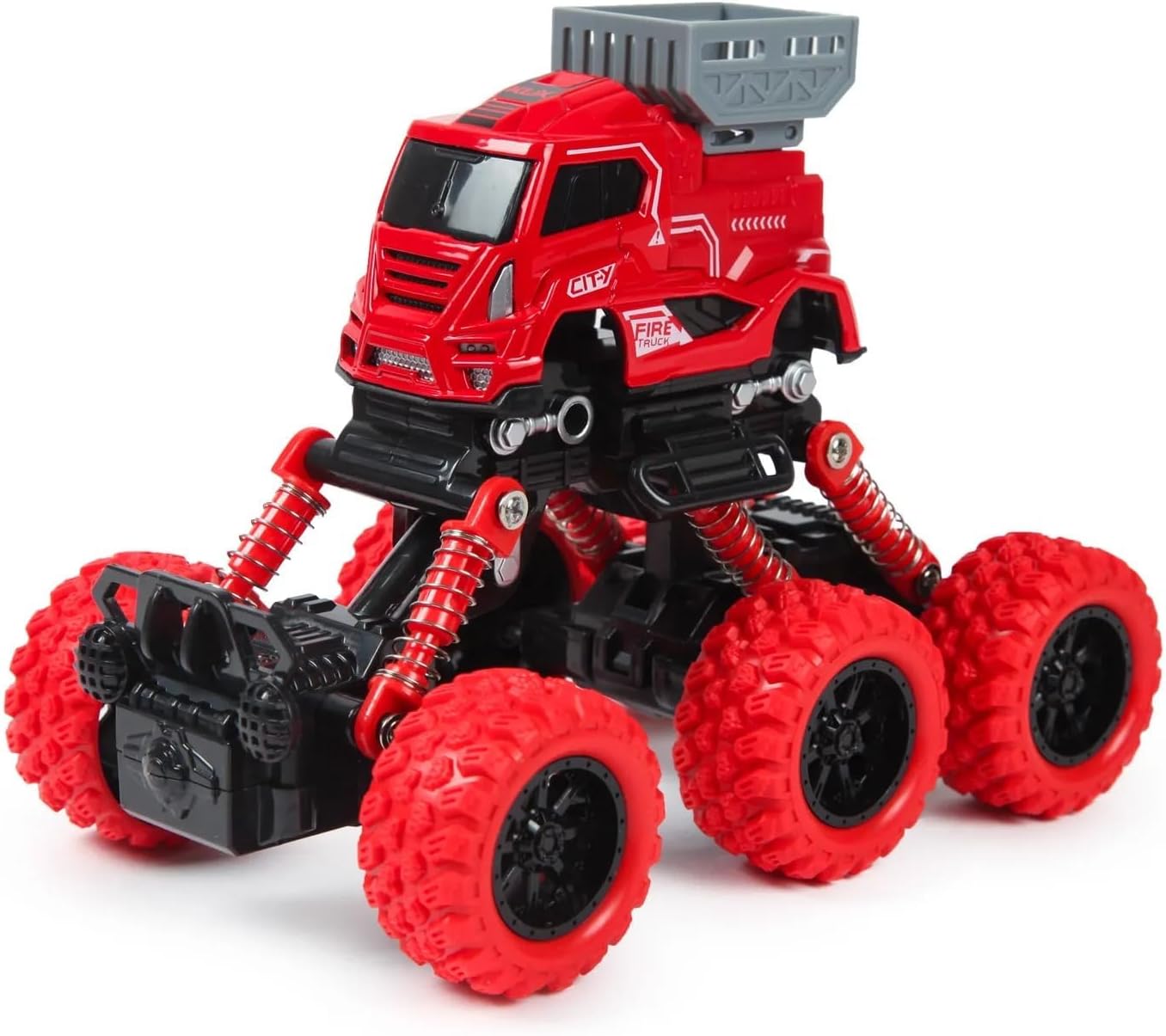 - Pull Back Function Powered Monster Truck for Boys Girls Push and GO 6 Wheel Die Cast and Plastic Body Big Wheel Off Road Stunt Vehicle Toy for Kids and Toddlers