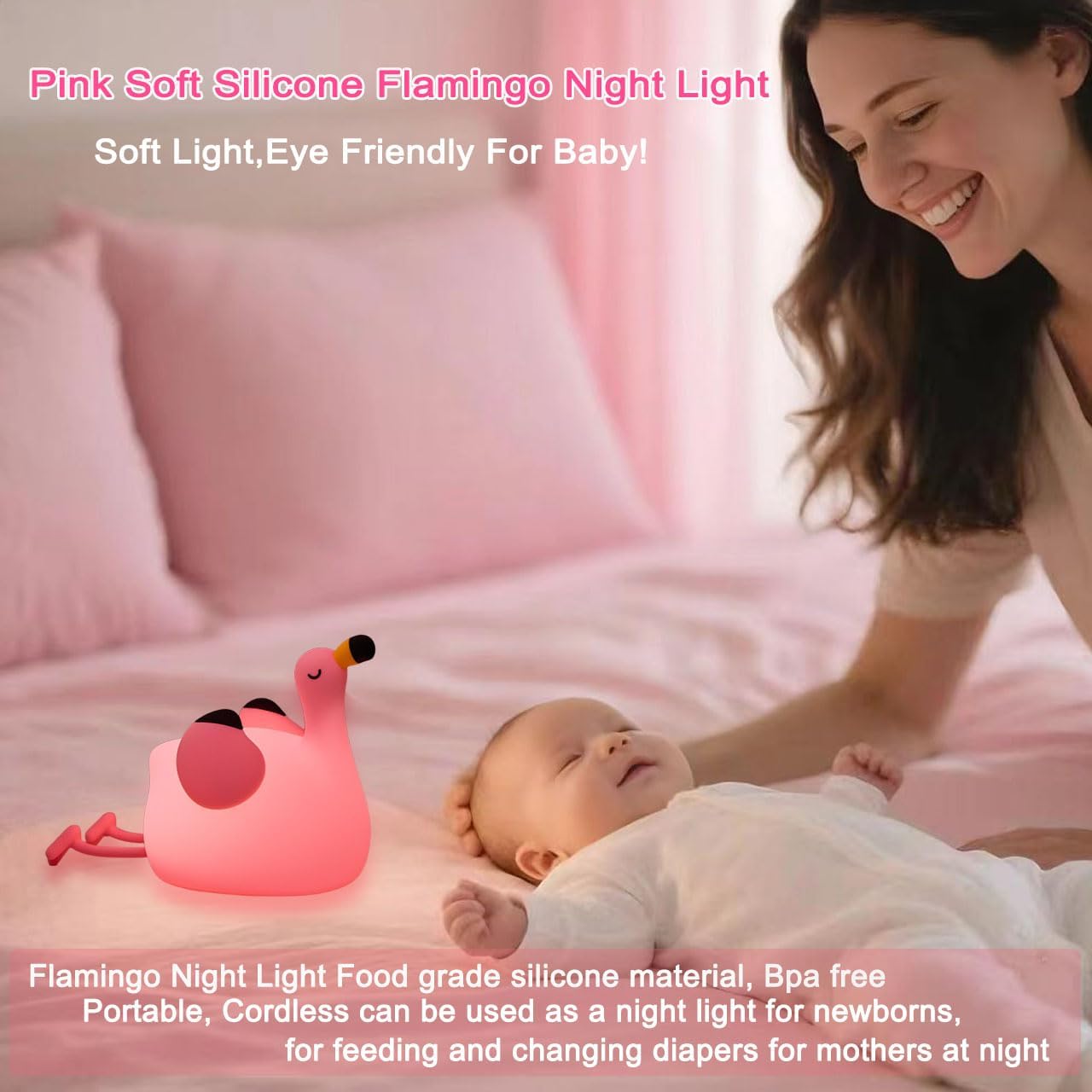 DREAMING MY DREAM Flamingo Night Light,Dimmable Silicone Animal Nursery Night Light,Pink Flamingo Lamp Decor for Kids Room Bedroom,Birthday Christmas Unique Gift for Kids boy Girls - Image 6