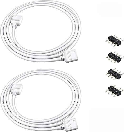 Nelyeqwo - Conectores de luz LED, tira de luces LED, cable de extensión de 3.3 pies, conector de 4 pines, adaptador de luz LED RGB sin soldadura con
