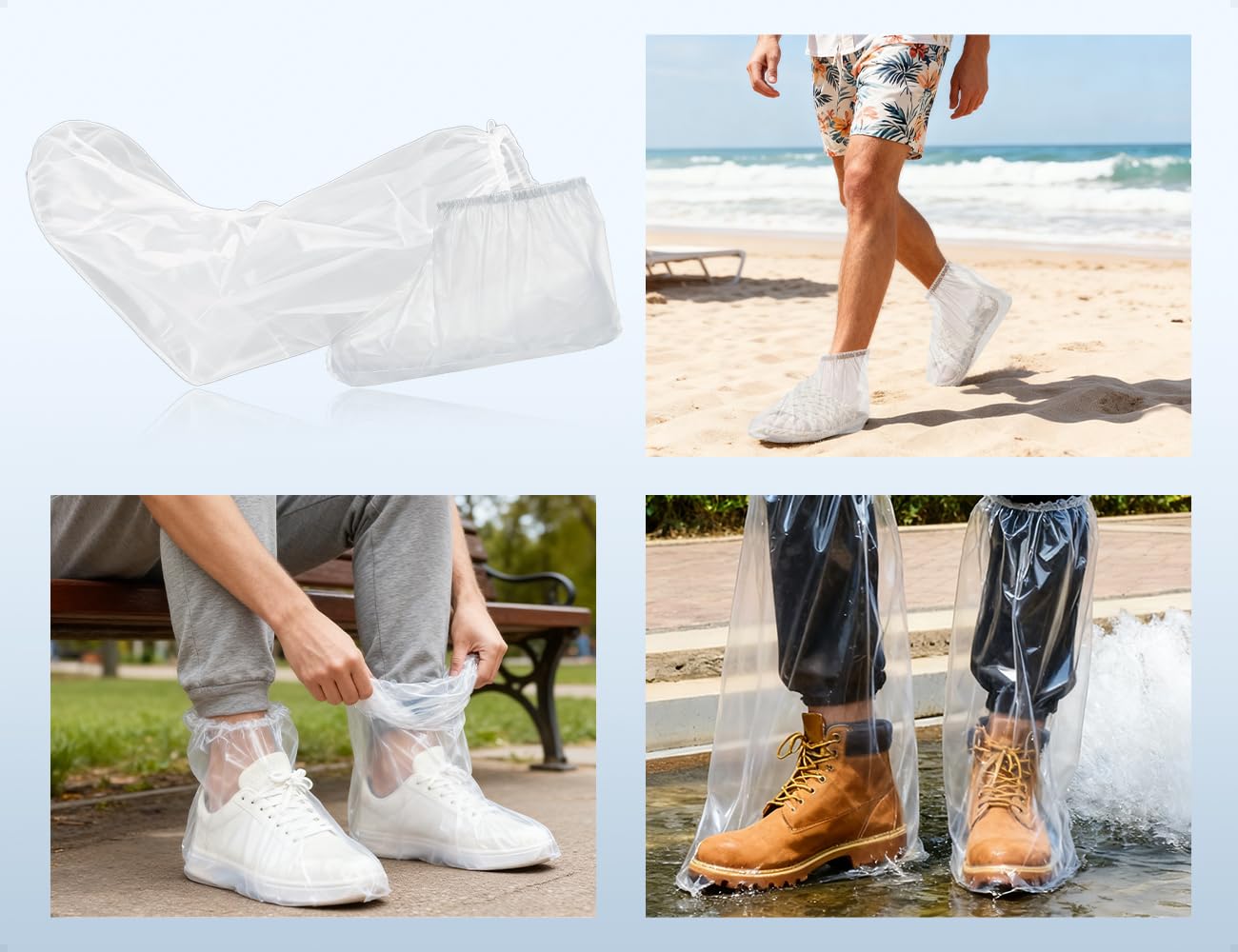 Copriscarpe Impermeabili USA e Getta Trasparenti Antipioggia con Elastici per Adulti