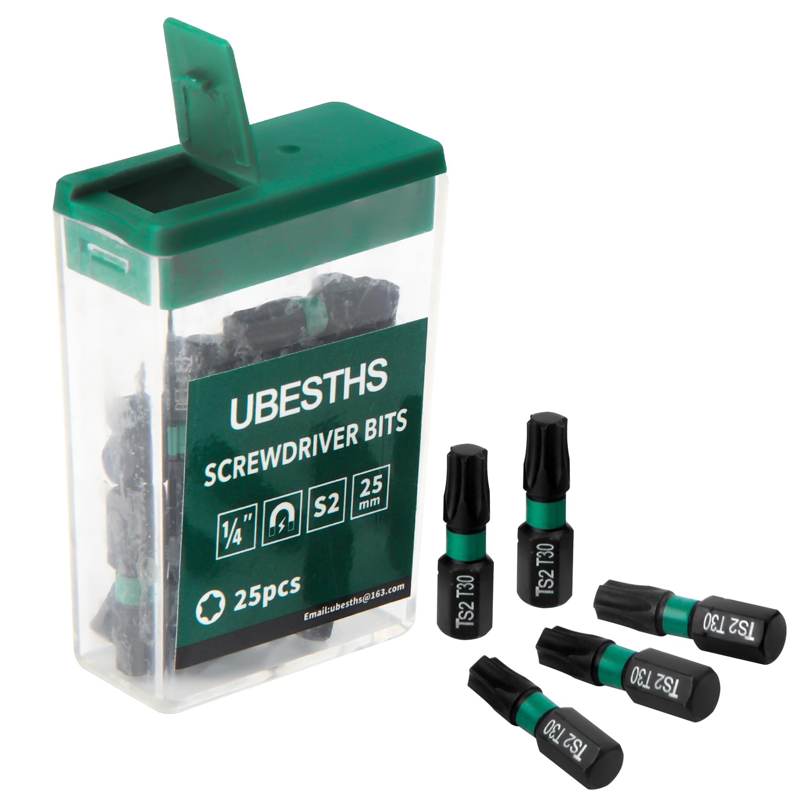 UBESTHS Torx Bit T30, Schraubendreher Bits Set 25 Stück, 1/4" Sechskantschaft, 25mm Länge mit Box