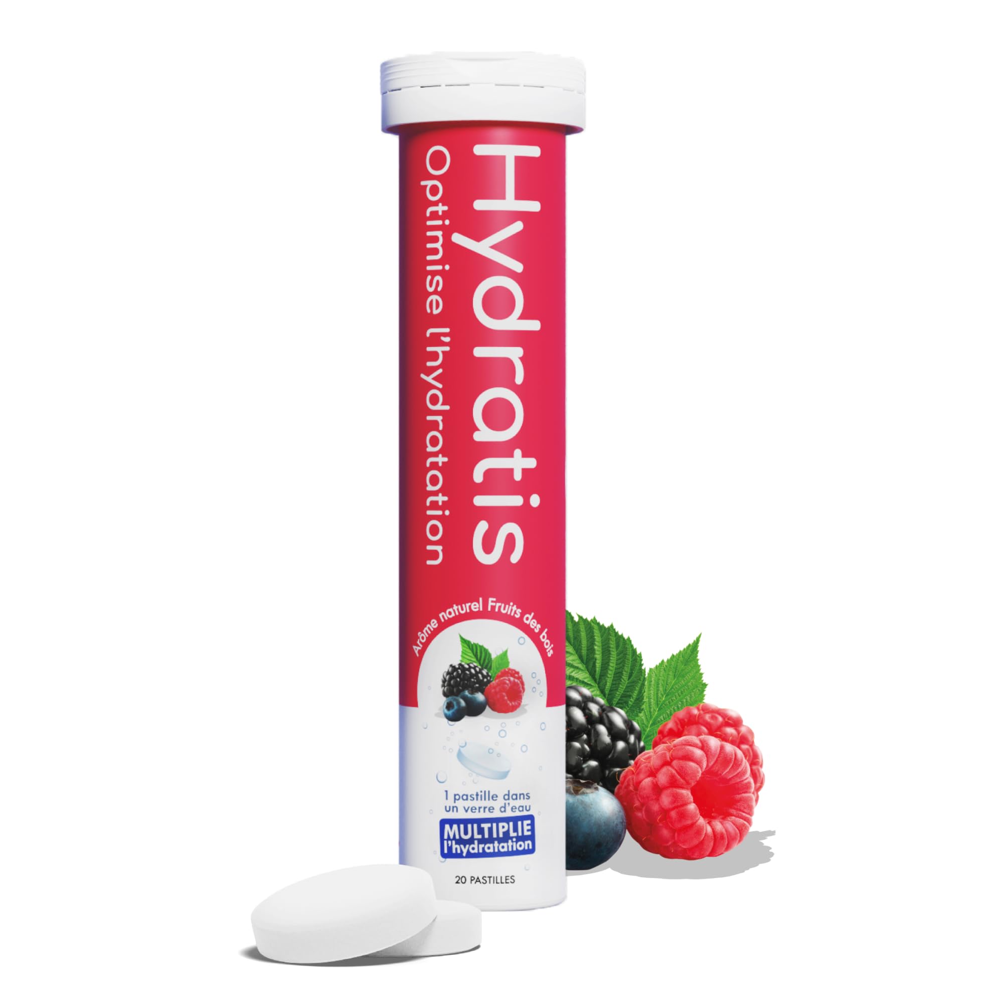 HYDRATIS - Pastilles Effervescentes Fruits des Bois - Optimise l'Hydratation - Riche en Minéraux - Faible en Sucre - Goûts Légers - Sport, Crampes, Récupération - 20 Pastilles - 1