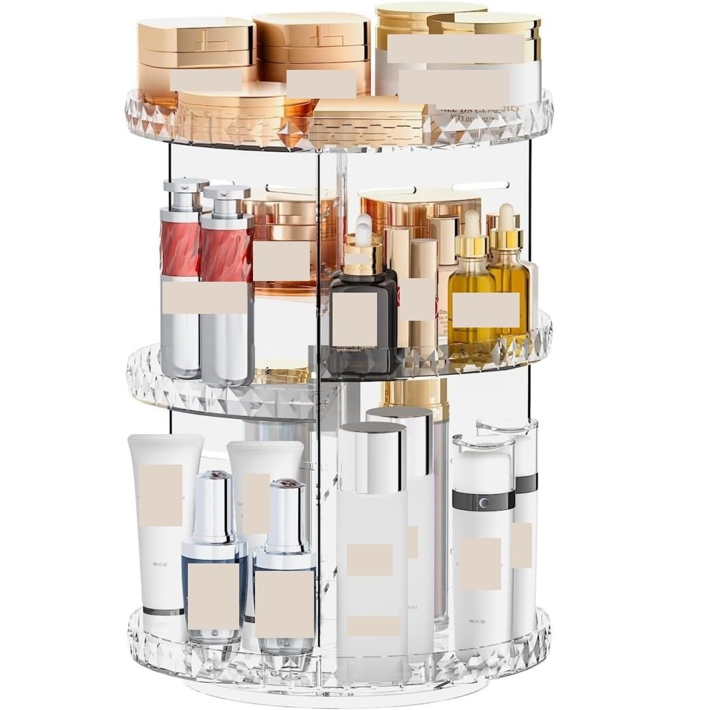 Organizzatore Di Trucchi Organizzatore Per Trucco Rotante A 360° Organizzatore Per Cura Della Pelle A Strati Regolabili Con Vassoio Per Profumo Portaspazzole Contenitori Per Cosmetici
