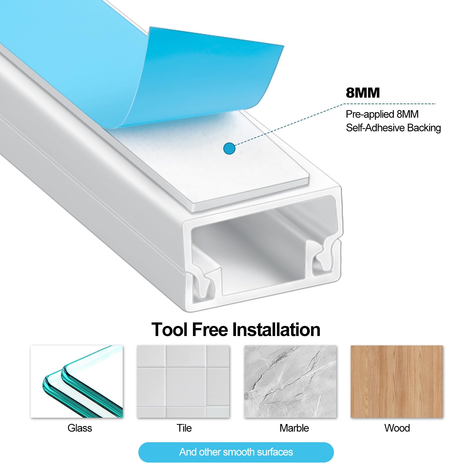 Romon Canalina Passacavi Muro, Kit di Canaline Passacavi da 4 m Bianca - Copri Cavi Verniciabili per TV - Canalina Passacavi Adesiva con Raccordi, Gomiti, Nastro per cavi, 0.4m*20mmx10mm, 10 Pezzi