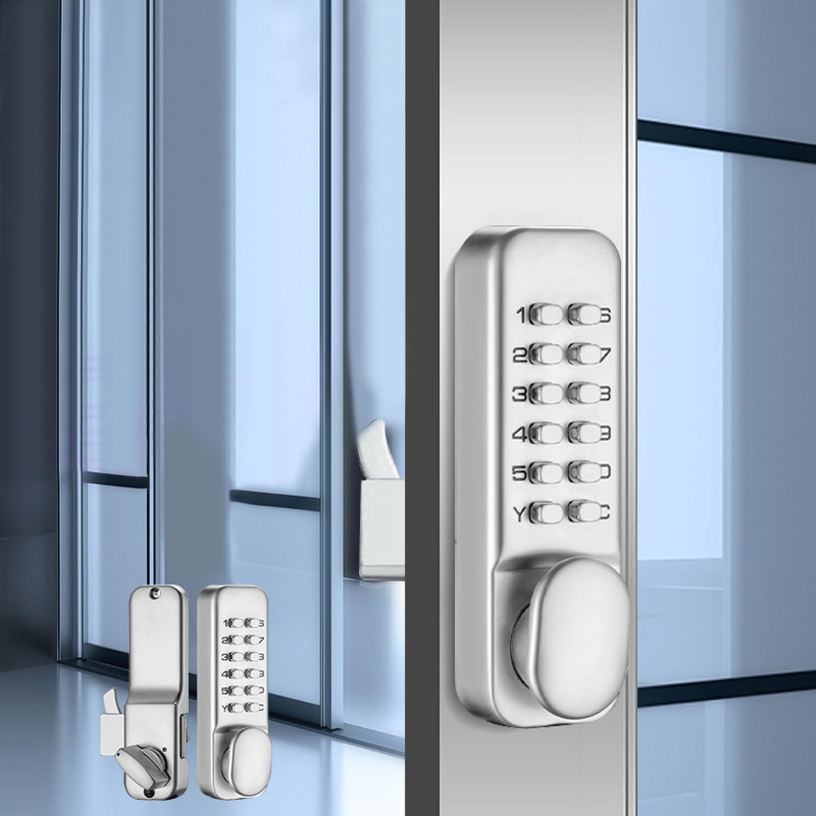 BORDSTRACT Cerradura de teclado para puertas, 142x42mm Cerradura de combinación de seguridad para puertas de oficinas domésticas