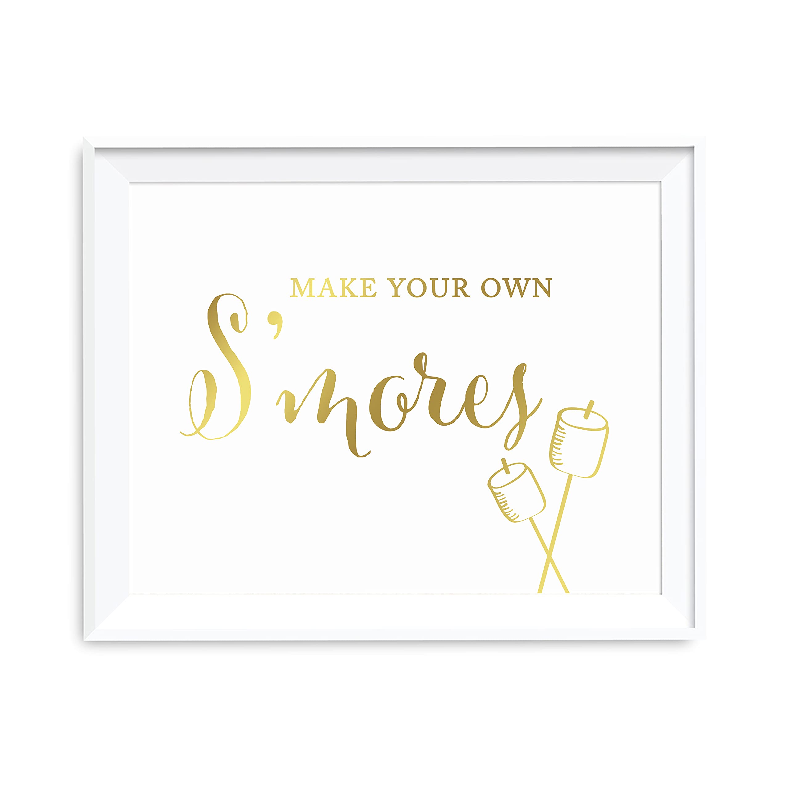 Andaz Press Wedding Party Signs, Metallic Gold Ink Print, 8.5x11-inch, Make Your Own S'mores Smore Bar Reception Dessert Table Sign, 1-Pack, Unframed