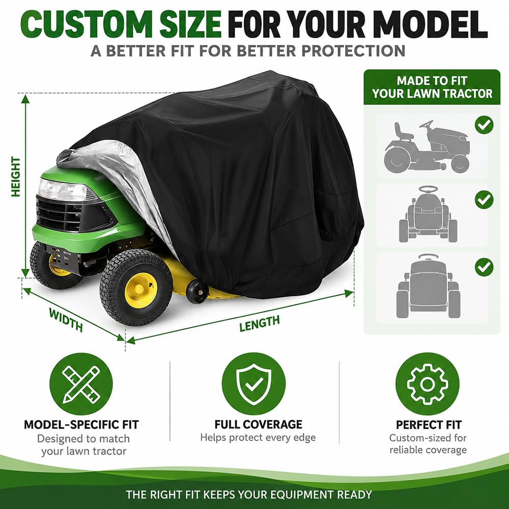 Funda para Tractor Cortacésped para Jonsered LT 2217 A 2008–2014 Deck 97 cm, Cubierta Protectora para Cortacésped con Asiento, Funda de Almacenamiento para Jardín Garaje