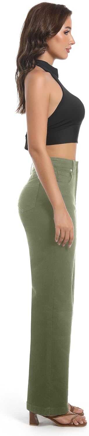 Guaile Women’s Jeans High Waisted Straight Leg Stretchy Jeans Trendy Wide Leg Tummy Control Loose Casual Denim Pants