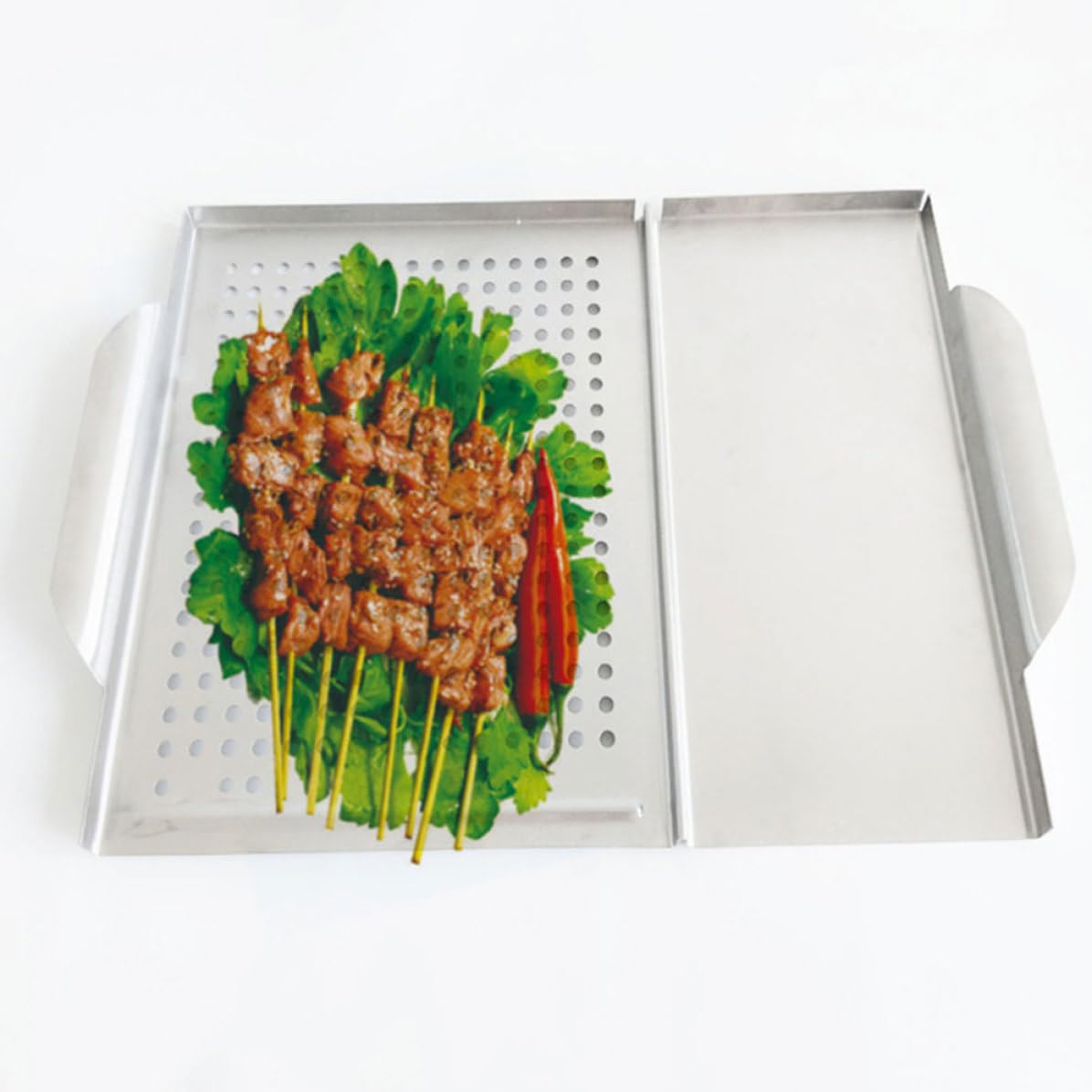 ULTECHNOVO 1pezzi Piastra Barbecue in Acciaio Inossidabile Quadrata Resistente per Uso Domestico Leggera e Compatta per Carne e Verdure Pratica e Durevole per Grigliate Facili