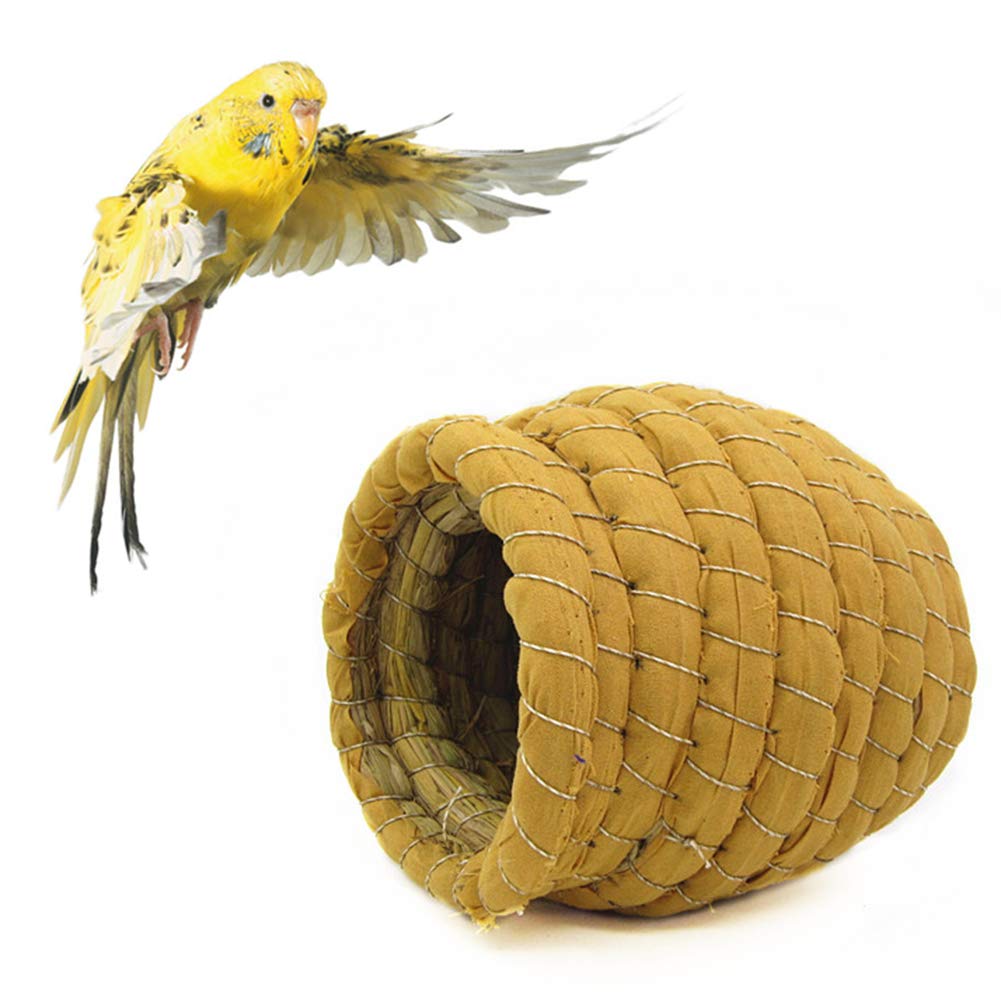 YJJKJ Grass Bird Hut Handmade Woven Grass Bird Nest for Budgie Cockatiel Canary Finch Lovebird and Small Parrot