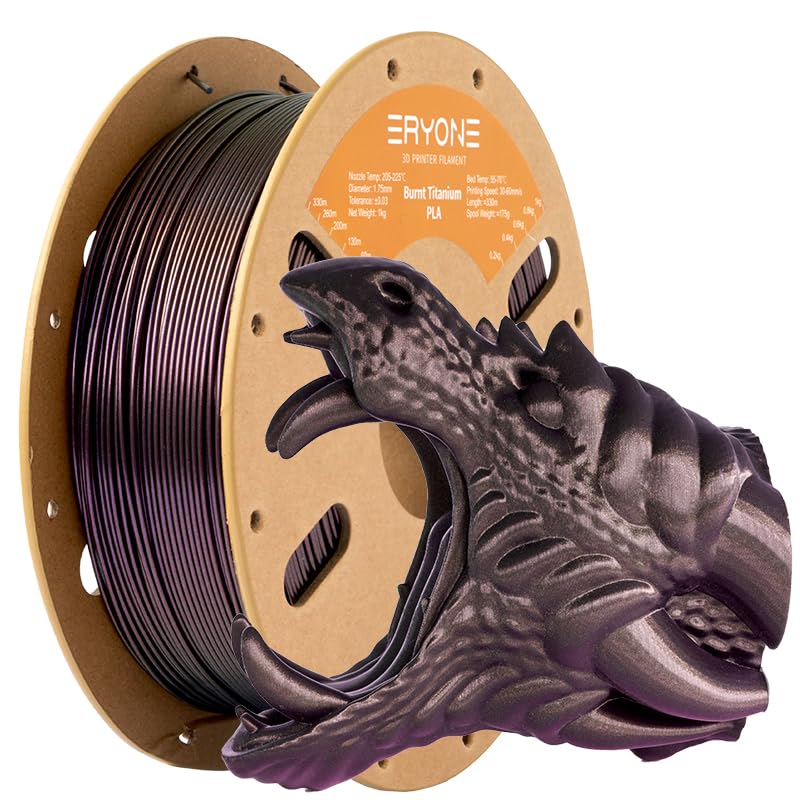 Image of ERYONE Burnt Titanium PLA Filament 3D Printer PLA Filament 1.75mm + /- 0.03mm, Glitter PLA Filament 1KG Cardboard Spool(2.2LBS), Red