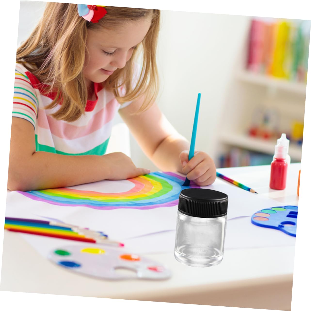 IWOWHERO 22Cc Airbrush Glass Bottles with Plastic Lid Clear Paint Jars for Feed Airbrushes Compatible with Master and Badger Brands for Artists and Painters