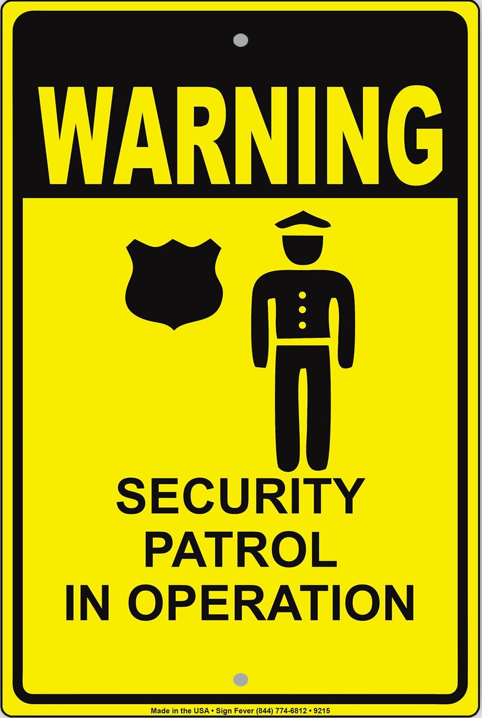 Warning Security Patrol In Operation Wall Art Decor Novelty Metal Sign