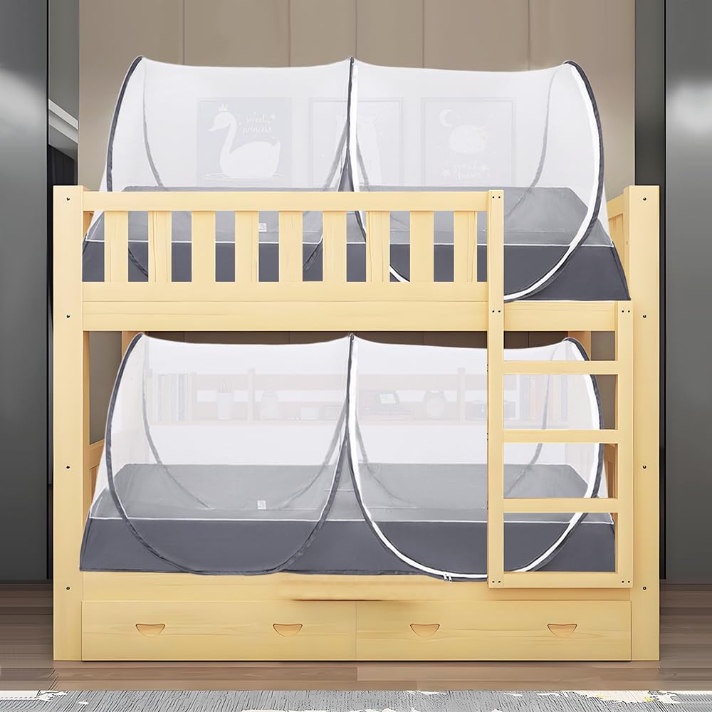 Zanzariera portatile pieghevole da viaggio, baldacchino per letto, installazione gratuita, adatta per viaggi all'aperto, campeggio (grigio)