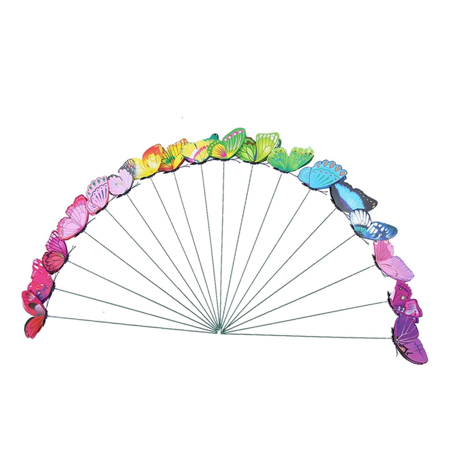 Fenteer 12pcs Colorful Butterfly Stakes Outdoor Yard Garden Flower Pot Decoration Craft,24pcs,Colored