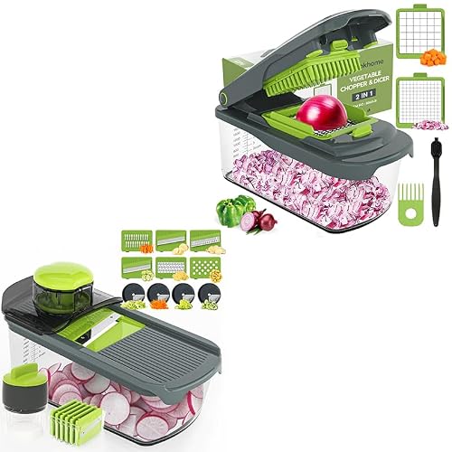 Ourokhome 10 in 1 Mandolin Slicer with Handheld Spiralizer, Multifunctional