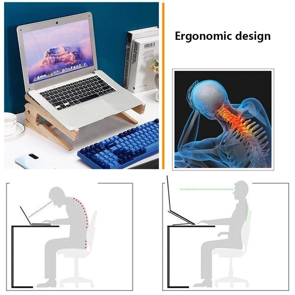 Supporto per Laptop Supporto Universale in Legno for Laptop da scrivania, Supporto Staccabile for Laptop da 10-17,3 Pollici Rialzo per Laptop(XL)