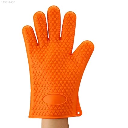 7BCD Orange Silicone Non-Slip Gloves Pot Silicone Gloves BBQ Insulation Mitts