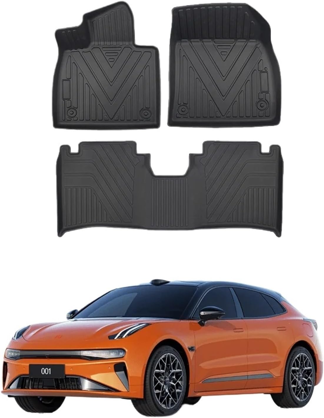 Compatible with Zeekr 001 2024 2025 Car Floor Mats & Cargo Liner, TPE 3D Foot Mat Waterproof Trunk Mats and Backrest Mats LHD(3pcs LHD)