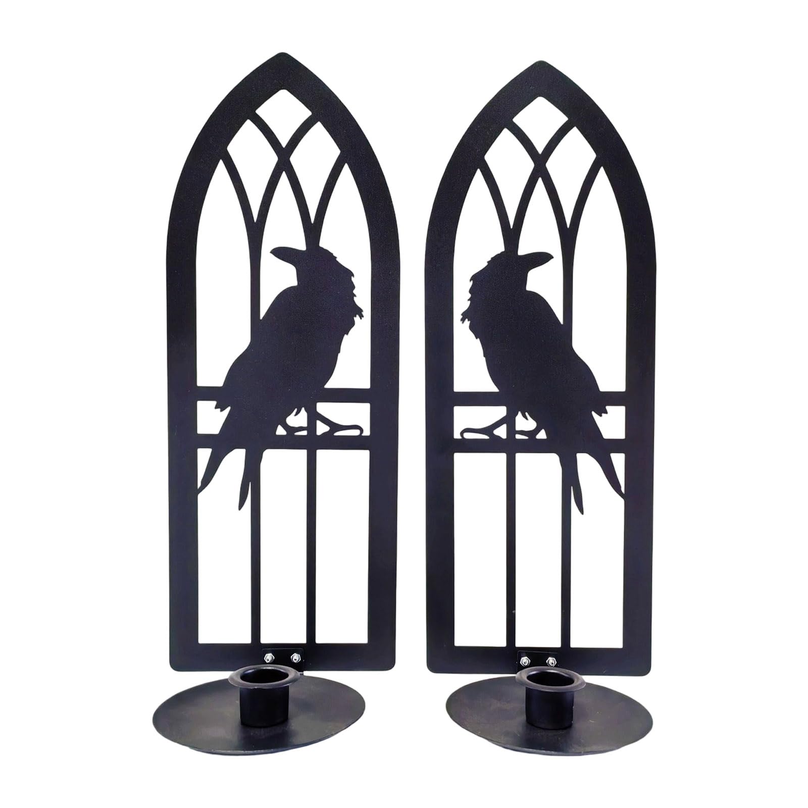 2Pcs Antique Sconces Jackdaw Shape Iron Candlestick Wall Mounted Stand for Living Room Bedroom Decoration Dark Fashion Wall Candleholder