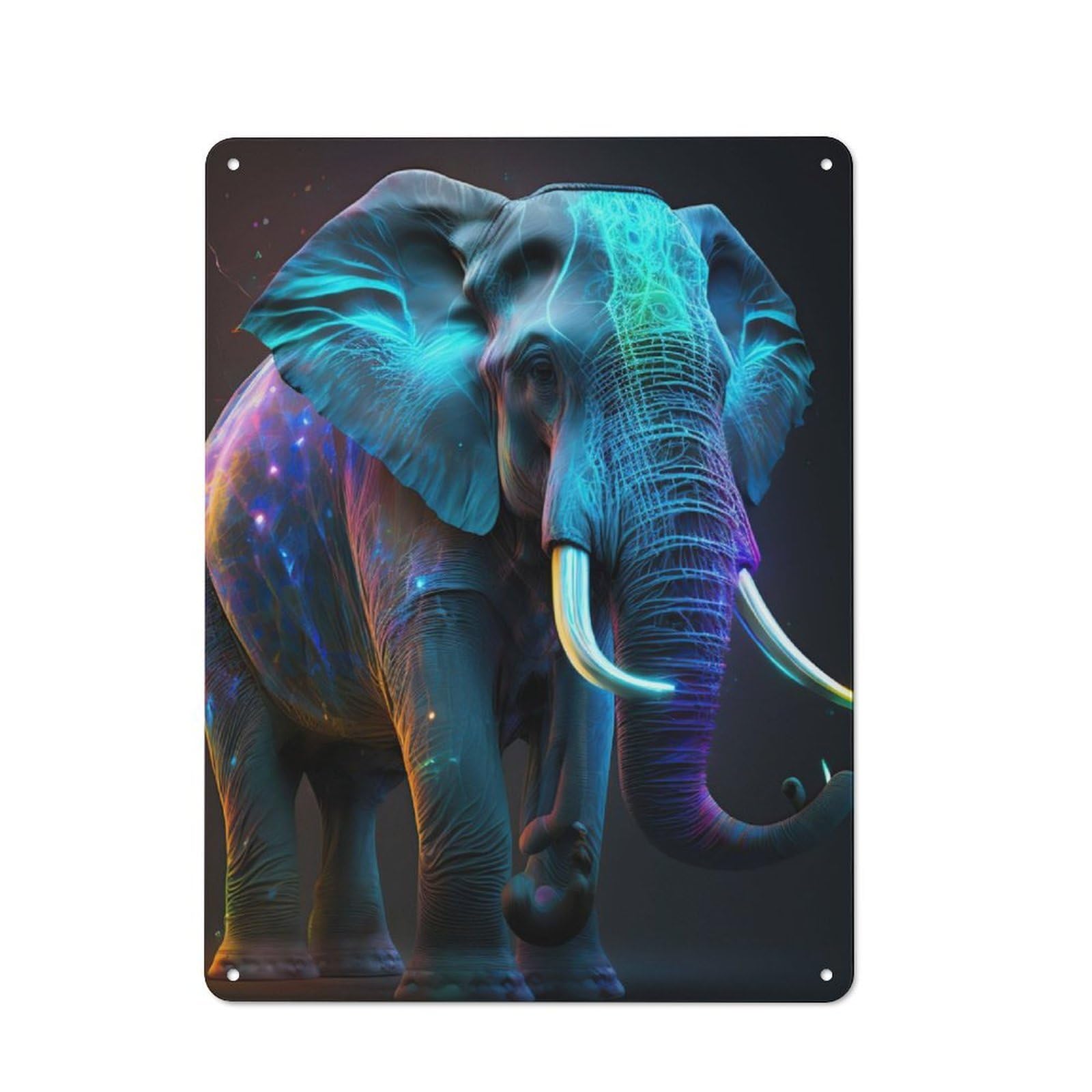 Junmoney Neon Elephant Rustic Tin Sign 40X30cm For Living Room Or Hallway, Suited To Living Room Decor Lovers