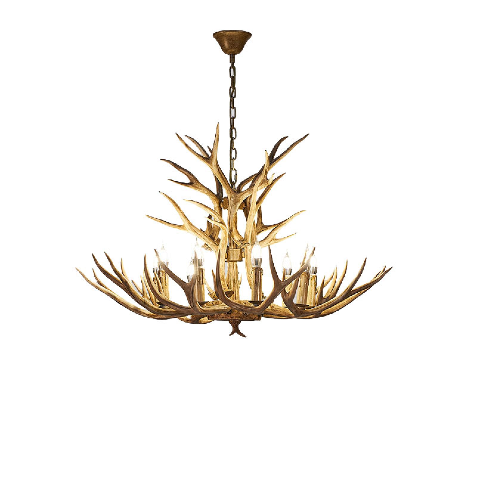 HYJAUSXB Chandelier,Faux stag Light Vintage Style rustic lamp,Rustic Hanging Lights for Dining Room,Living Room,Bar,Cafe,Corridor(A, Brown)