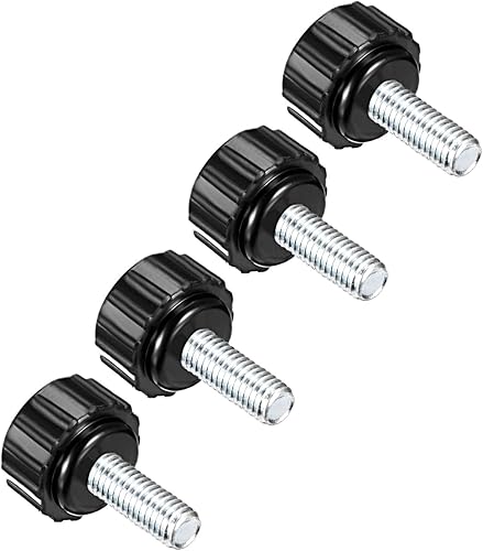 Miniatura 6 de Perillas de sujeción moleteadas, rosca macho M4 x 0.551 in, cabeza de 0.630 in, perno de agarre de tornillo de pulgar de plástico termoestable,