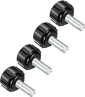 Knurled Clamping Knobs, M5 x 15mm Male Thread 16mm Head, Thermoset Plastic Thumb Screw Grip Bolt Knobs Black - (Applications: for Lathe Machinery), 4-Pieces