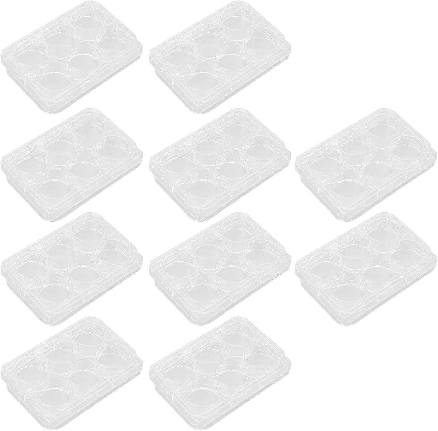Dioche 10pcs Culture Plate Thickness Uniform Highly Transparent Tissue Culture Plate with Lid for Laboratory Biology Room (6 Holes)