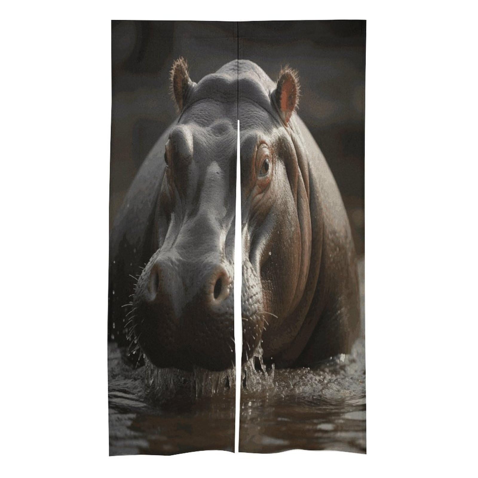 FekiLoot Hippo Door Curtain for Doorway Privacy French Style Theme Blackout Curtain Splice Thermal Insulated Door Cover Rustic Room Divider Home Decoration 17W X 57L in
