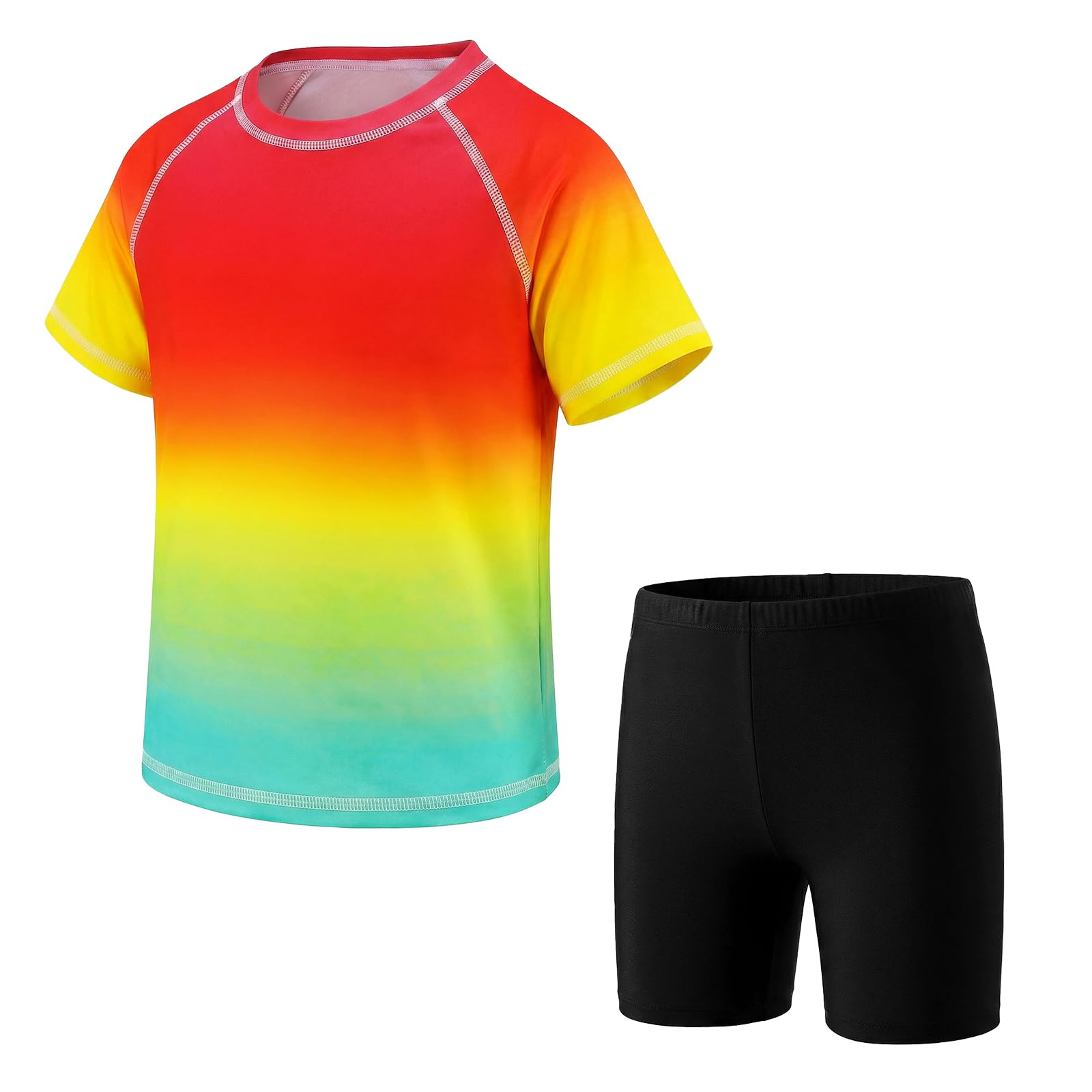 Keyck Conjunto Traje de Baño Niños 2 Piezas Camiseta Manga Corta y Pantalón Natación UPF 50+ Rash Guard Secado Rapido Transpirable Ropa Protección UV Piscina Playa Surf para Infantil 3-11 Años