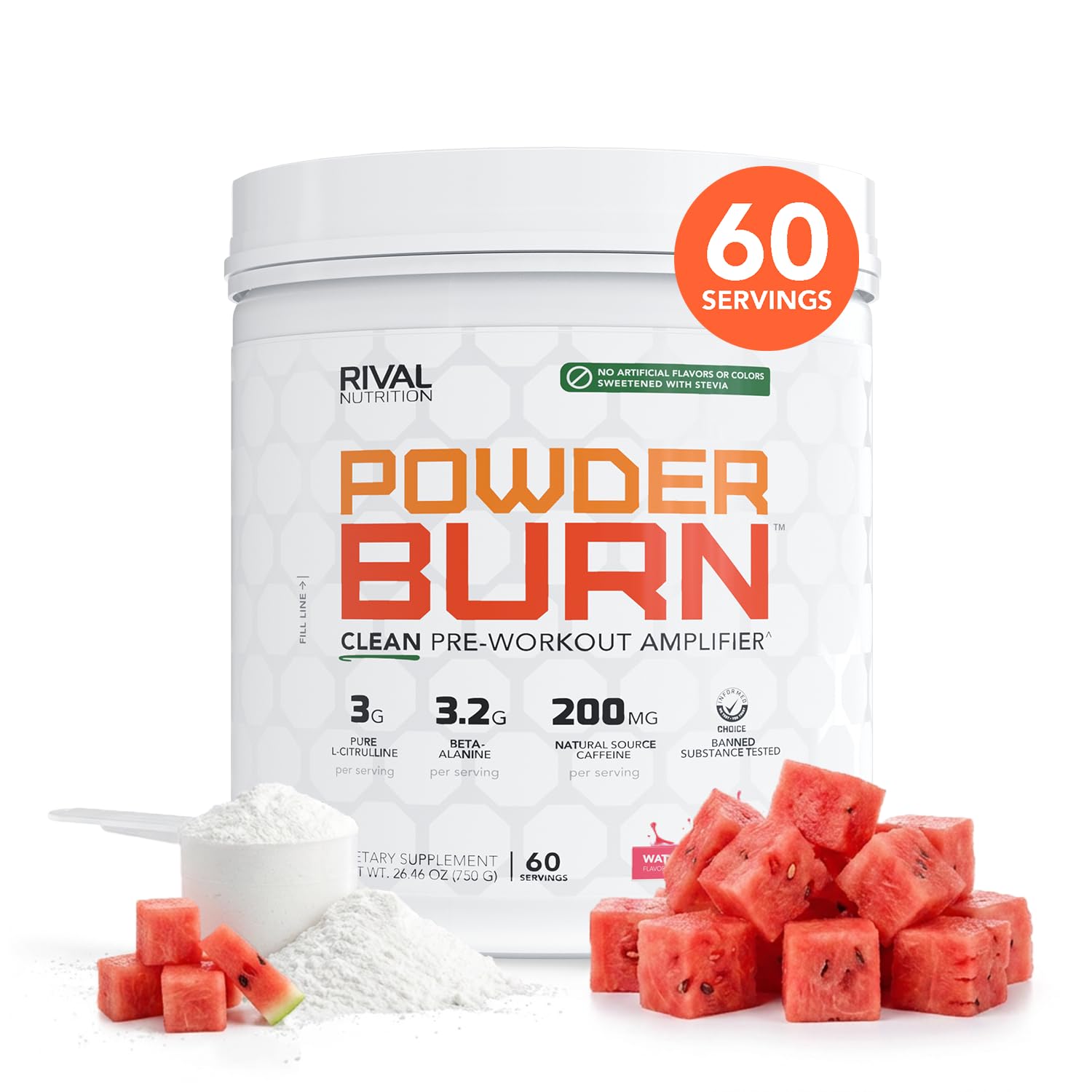 Rival Nutrition Powder Burn Clean Pre-Workout (Juicy Orange, 60 Servings) — Amazon image 11