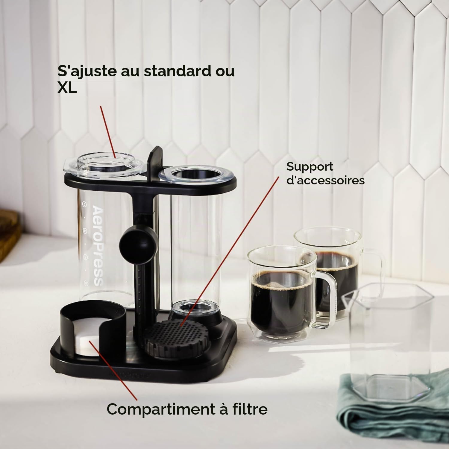 Support Organisateur AeroPress, Station de café durable et solution de rangement compacte compatible avec toutes les cafetières manuelles AeroPress (sauf Premium et Go)