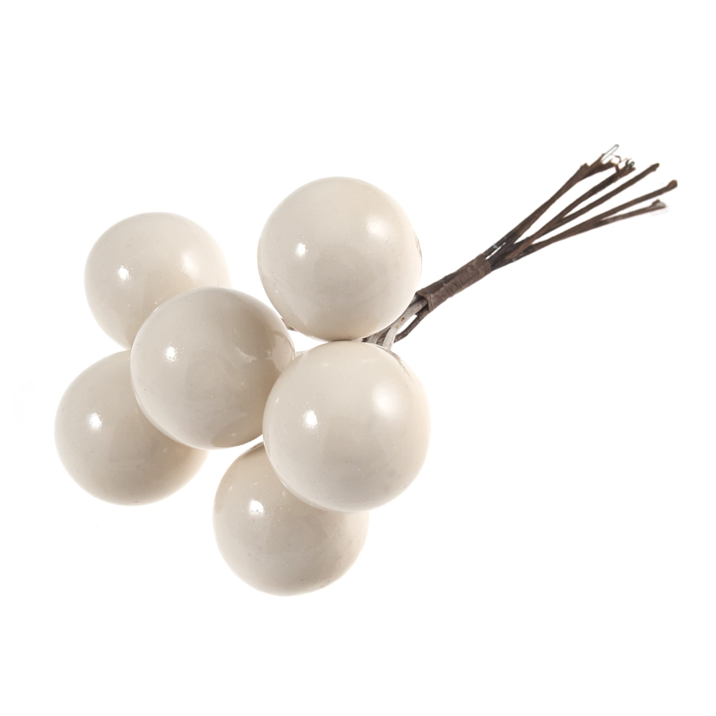 Groves 6 Large White Artificial Berries - Christmas Wreath Cake Florist Decoration