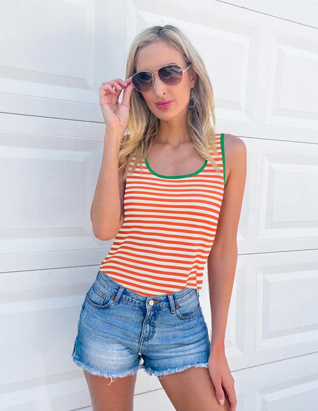 ZESICA Women's Summer Casual Striped Tank Top Sleeveless Scoop Neck Loose Fit Color Block Tops 2026 Fashion Clothes - Image 6