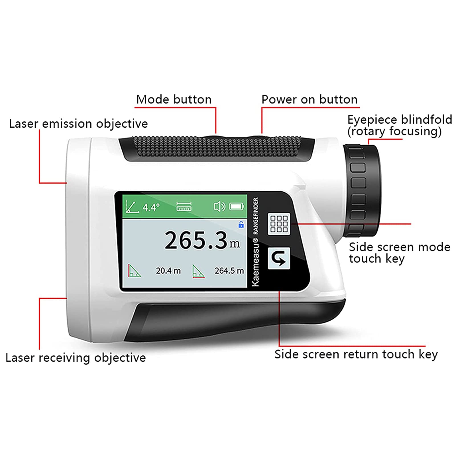 Dalmierz HD Lcd do pomiaru nachylenia pola golfowego z zapowiedzią głosową, 6-krotnym zoomem, wodoodpornością IP54, blokadą masztu flagowego, trybem skanowania,600M