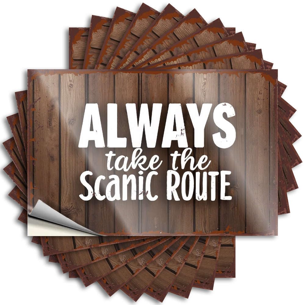 Lettering Sticker Fall Outdoor Decorations Waterproof Vinyl Sticker | Always Take The Scenic Route. Coastal Bottle for Billiards DIY Projects(12X18CM)