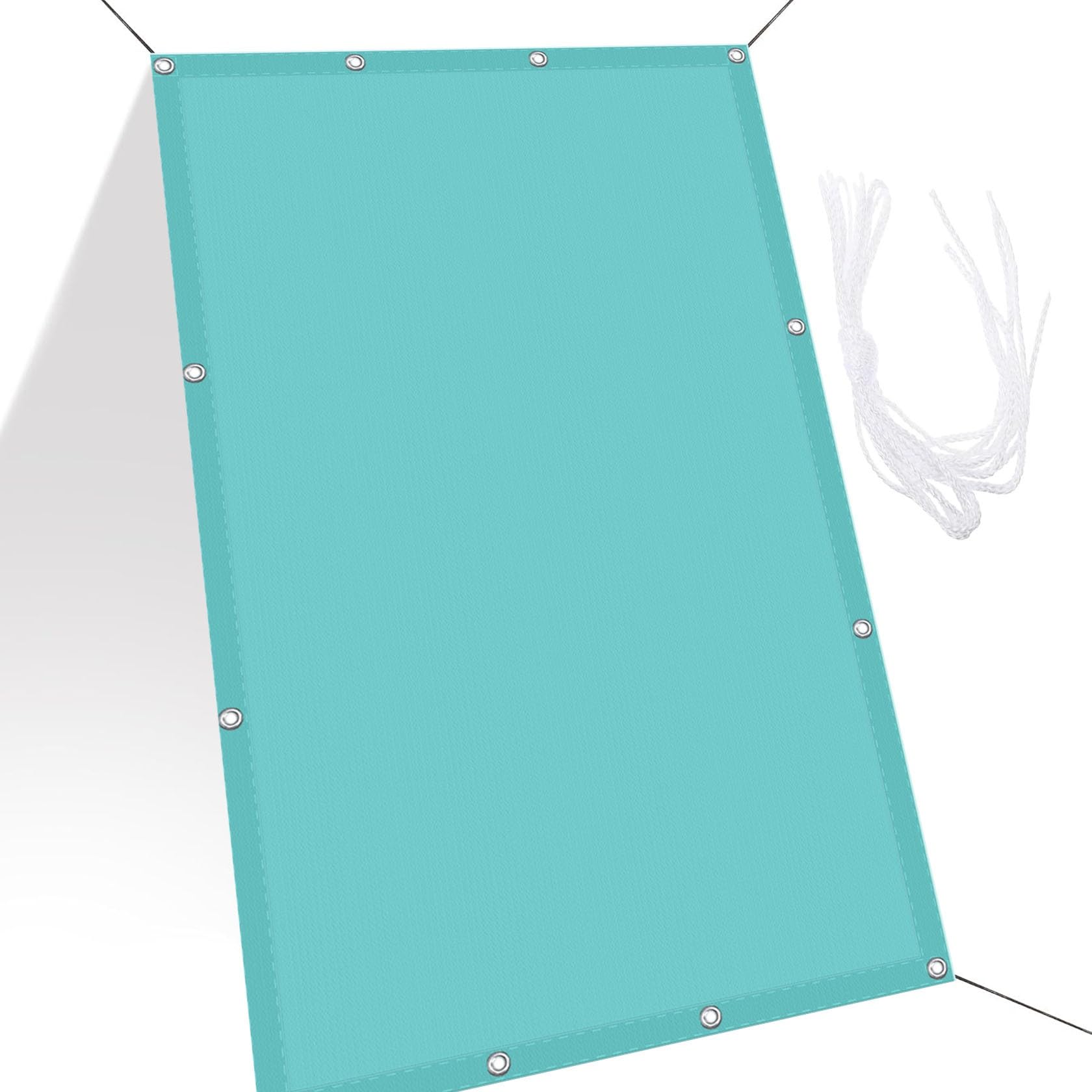 Voile d'ombrage sur mesure bleu ciel avec oeillets pour aménager un grand balcon moderne