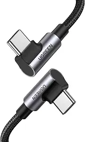UGREEN Cabo USB C para USB C de 100 W, cabo tipo C de 90 graus para iPhone 15/15 Plus/15 Pro/15 Pro Max, MacBook Pro 2022, iPad Pro 2022, Samsung Galaxy S24/S23/Z Fold, Google Pixel, Switch, 3