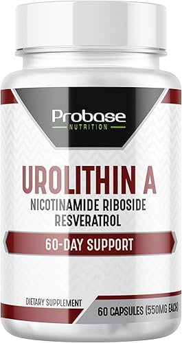 Miniatura 1 de Probase Nutrition Urolitina A - suministro para 60 días - con NR y resveratrol añadido - Alternativa a NMN, NAD, CoQ10, PQQ para un envejecimiento