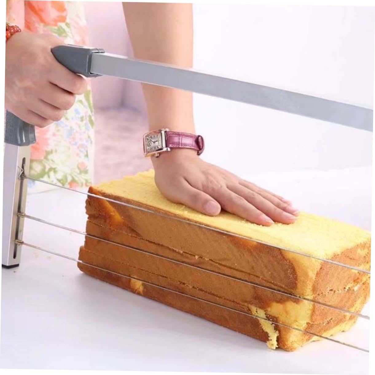 Cortador Pasteles 3 Cuchillas Ajustable 14 Pulgadas en Aleación Aluminio | Cortador de Bizcocho, Rebanador de Capas 3 Cuchillas, para Repostería Casera y Principiantes