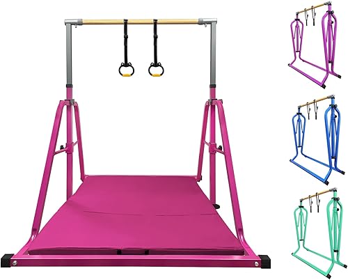 Barras de gimnasia Kip, barra de entrenamiento junior expandible para el hogar, barra horizontal ajustable de 3 pies a 5 pies de altura, equipo de